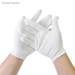 12 Pairs White Cotton Gloves High Stretch Cleaning Work Gloves Household Cleaning Tools Jewelry Archive Serving Costume