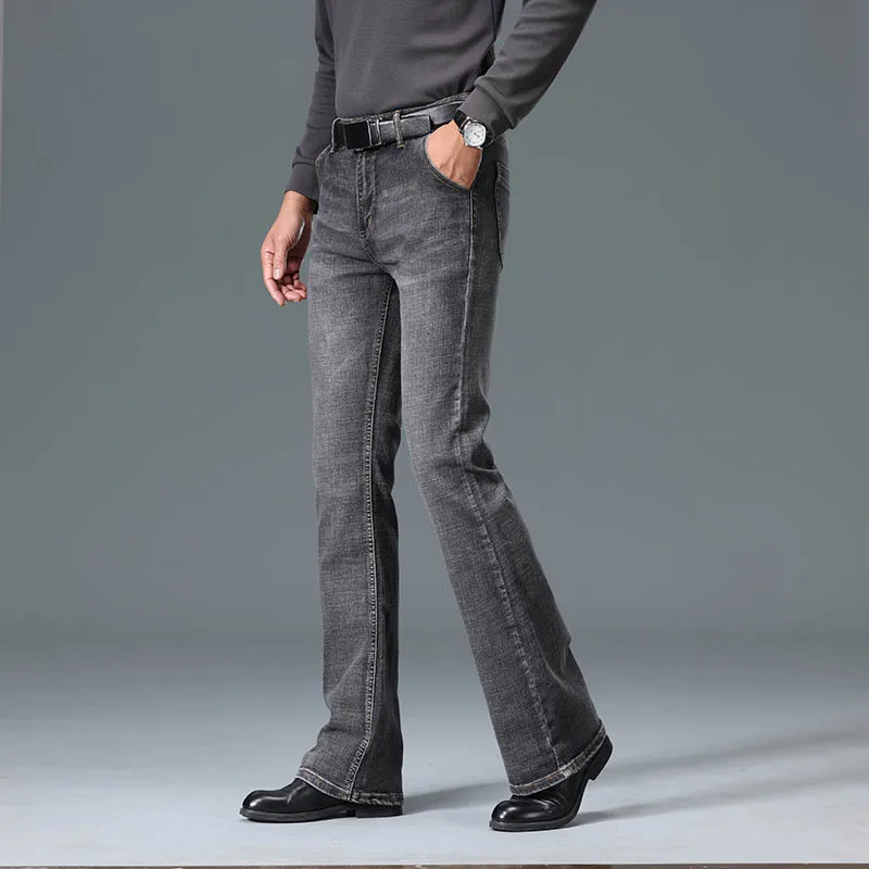 Men Vintage Big Flared Bootcut Denim Jeans Classic Fashion Streetwear Casual Daily Outdoor Long Denim Trousers For Men