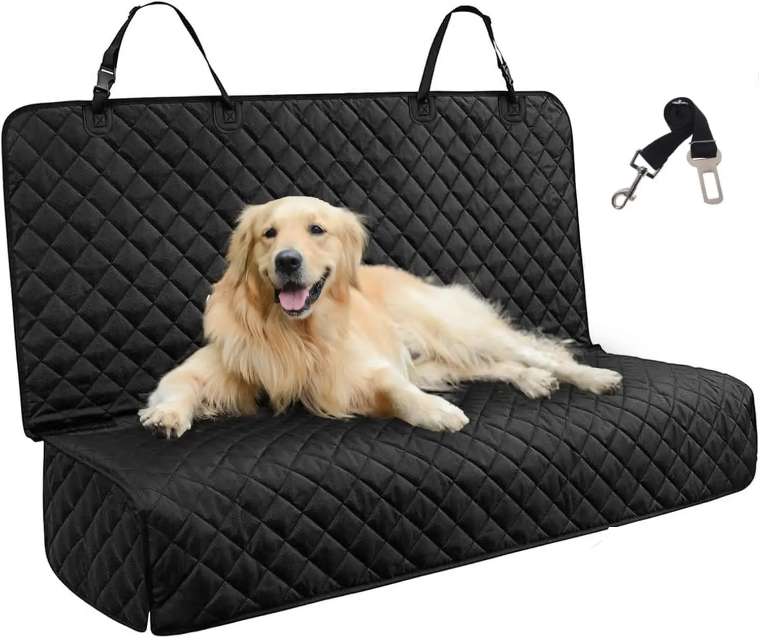 

Waterproof Dog Car Seat Cover for Back Seat - Nonslip, Durable, Soft, Fits Cars, Trucks, SUVs (Black)