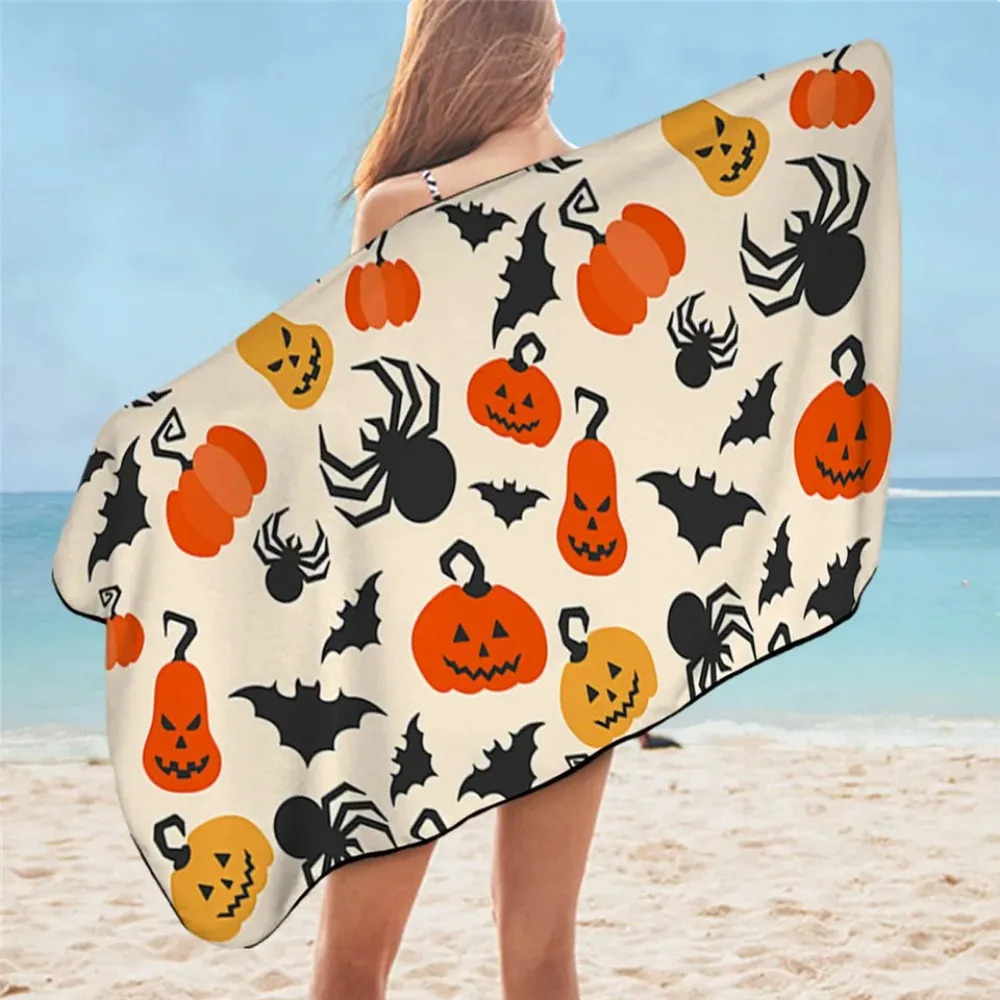 BeddingOutlet Halloween Bath Towel Microfiber Pumpkin Beach Towel for Kid Black Cat Bathroom Blanket Candy Serviette Dropship