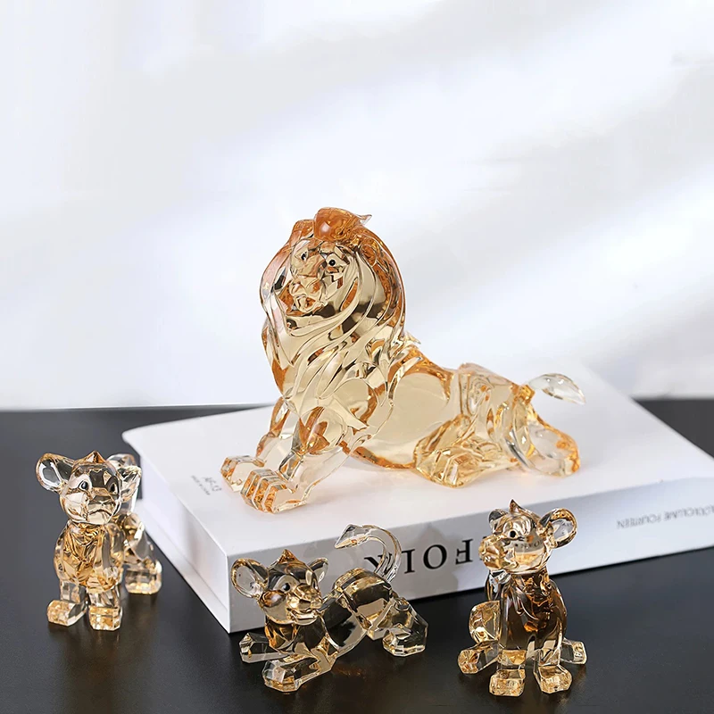 

Маленький орнамент в виде скульптуры льва, прозрачные акриловые поделки, статуи модели льва животных, креативное украшение для гостиной, художественные подарки