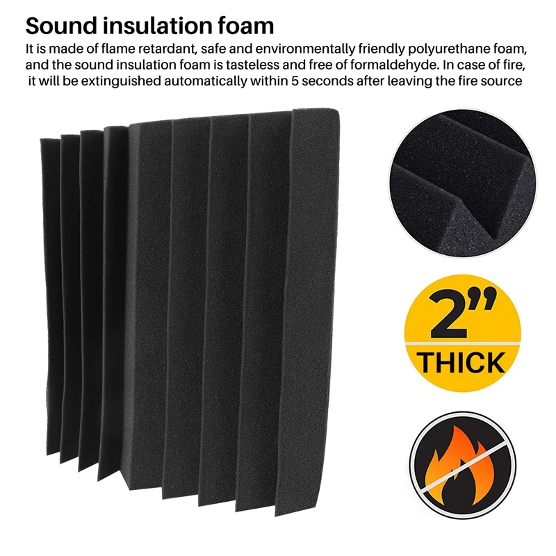 12Pcs Acoustic Foam Wall Panels 12X12x2inch Soundproofing Panel,Home Studio Noise Cancelling Foam Tiles Soundproof Panel