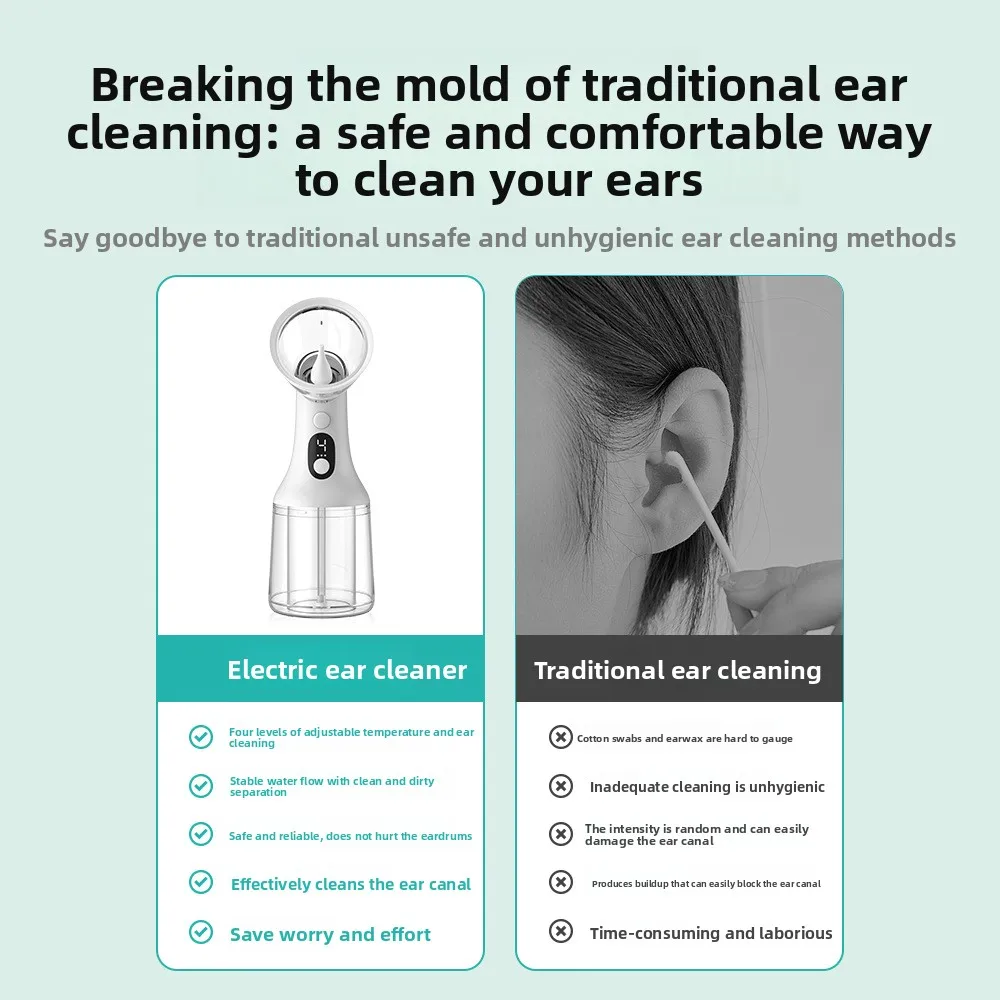 Smart Electric Ear Washer, Ear Irrigator, Electric Warm Air Dryer, Multifunctional Earwax Ear Canal Cleaner