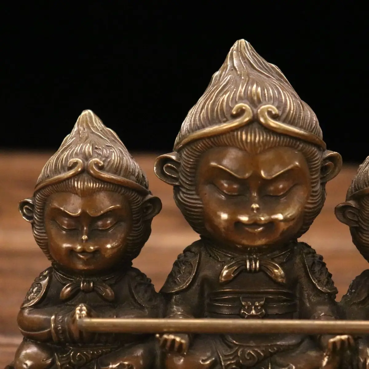 The three monkey king victorious fighting buddha Statue Sculpture Figurines Home Garden Decoration Statues For House