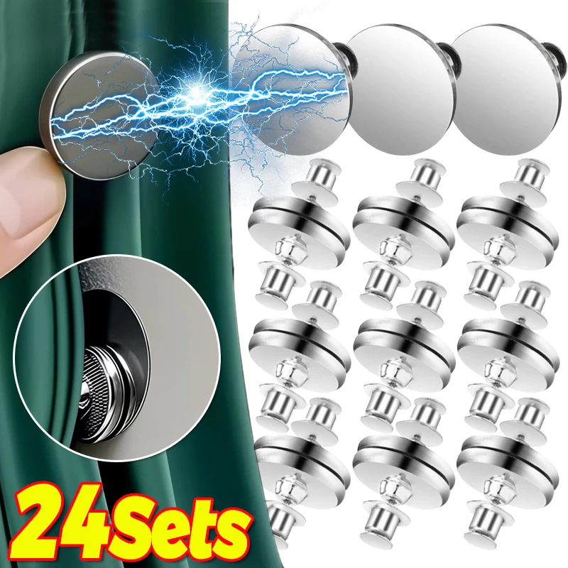 Conjunto de 24 Ganchos Magnéticos para Cortinas, Fixadores Magnéticos Destacáveis de Alta Resistência para Cortinas de Banheiro, Clipes Magnéticos para Decoração de Casa