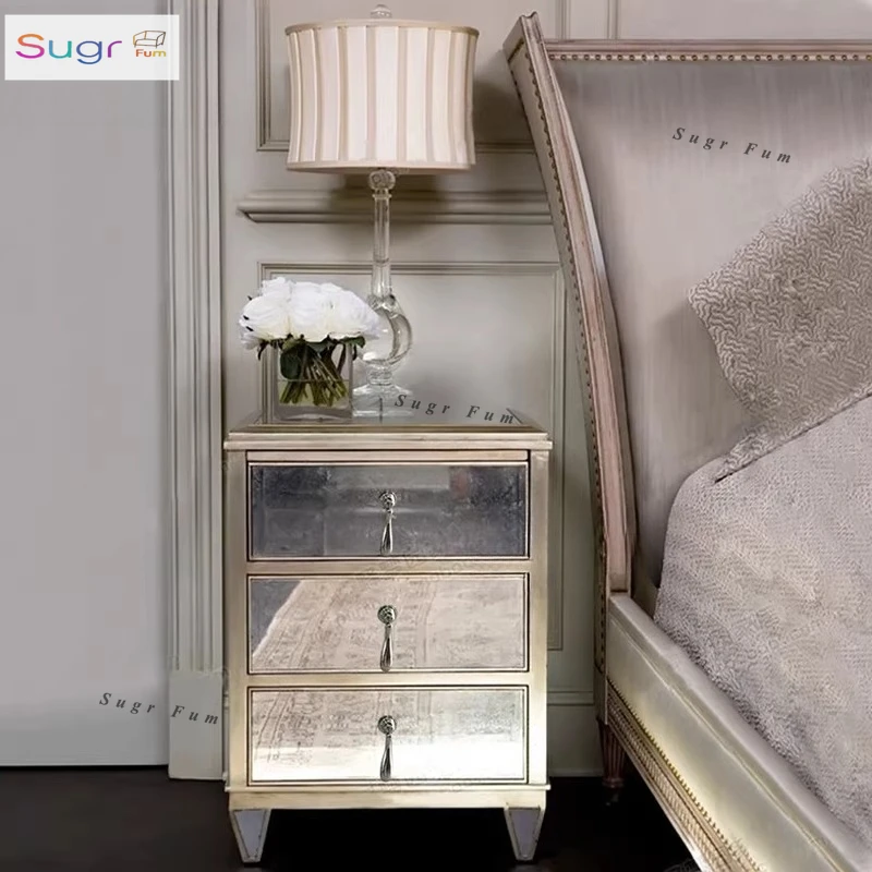 

Зеркальная прикроватная тумбочка, органайзер, телефонный столик, неоклассическая постмодернистская мебель F1560