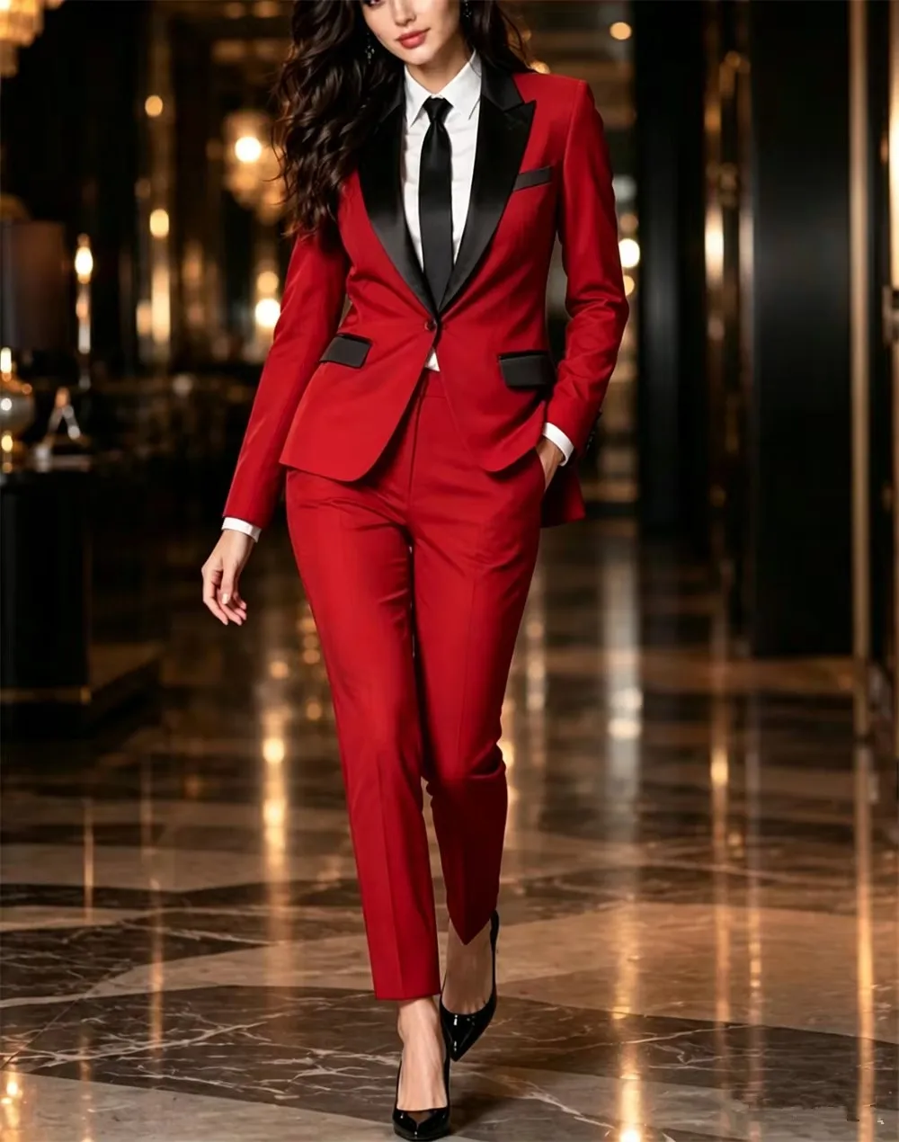 Women's Slim Fit 2pcs Suit Fashion Style Blazer Pants Set Female Outfit for Party Wedding Prom Evening Dress Lady Clothes