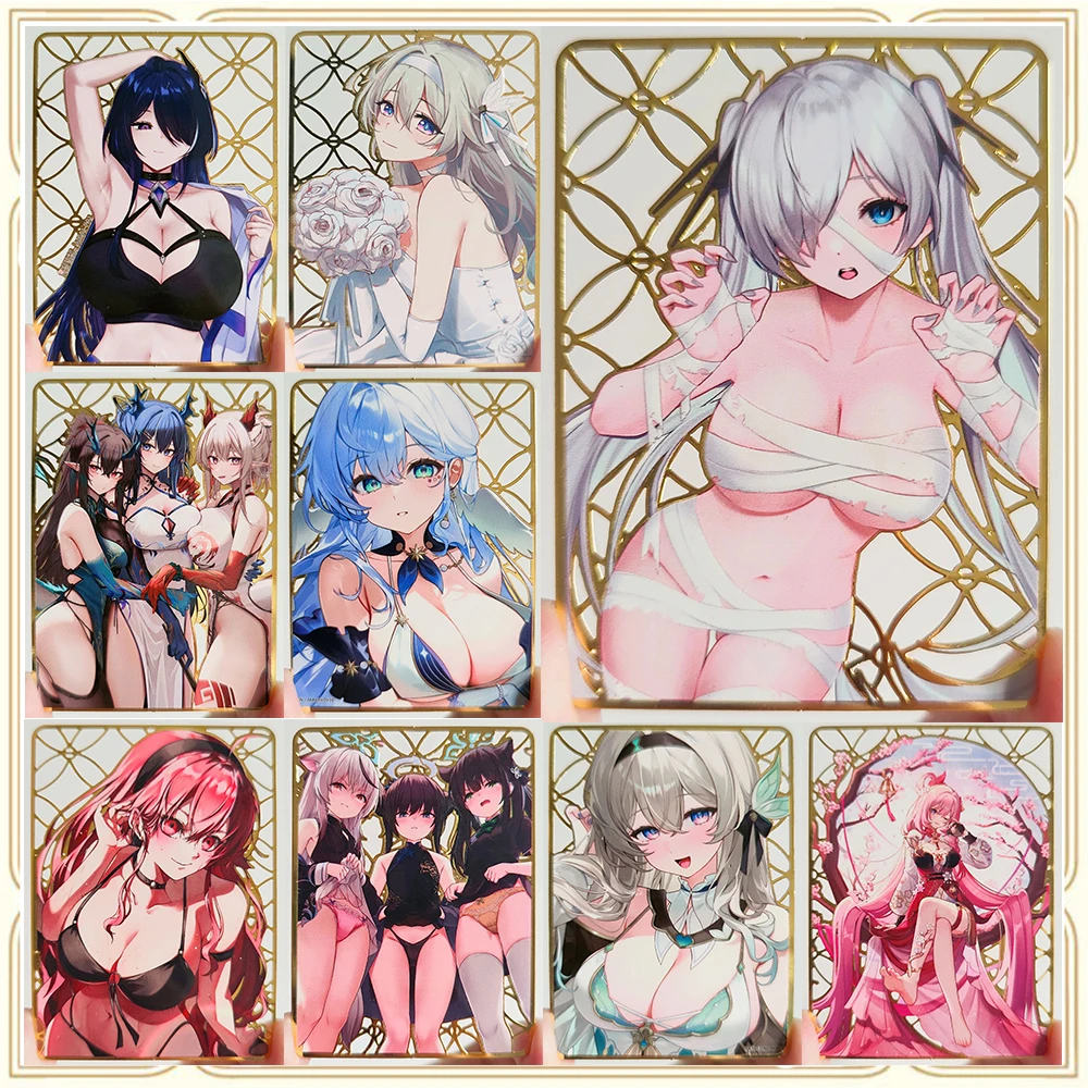 

KC Anime Goddess Story DIY ACG Yae Miko Yomi Elysia Raiden Mei Murata Himeko Сексуальная металлическая коллекционная карта Рождественский подарок на день рождения