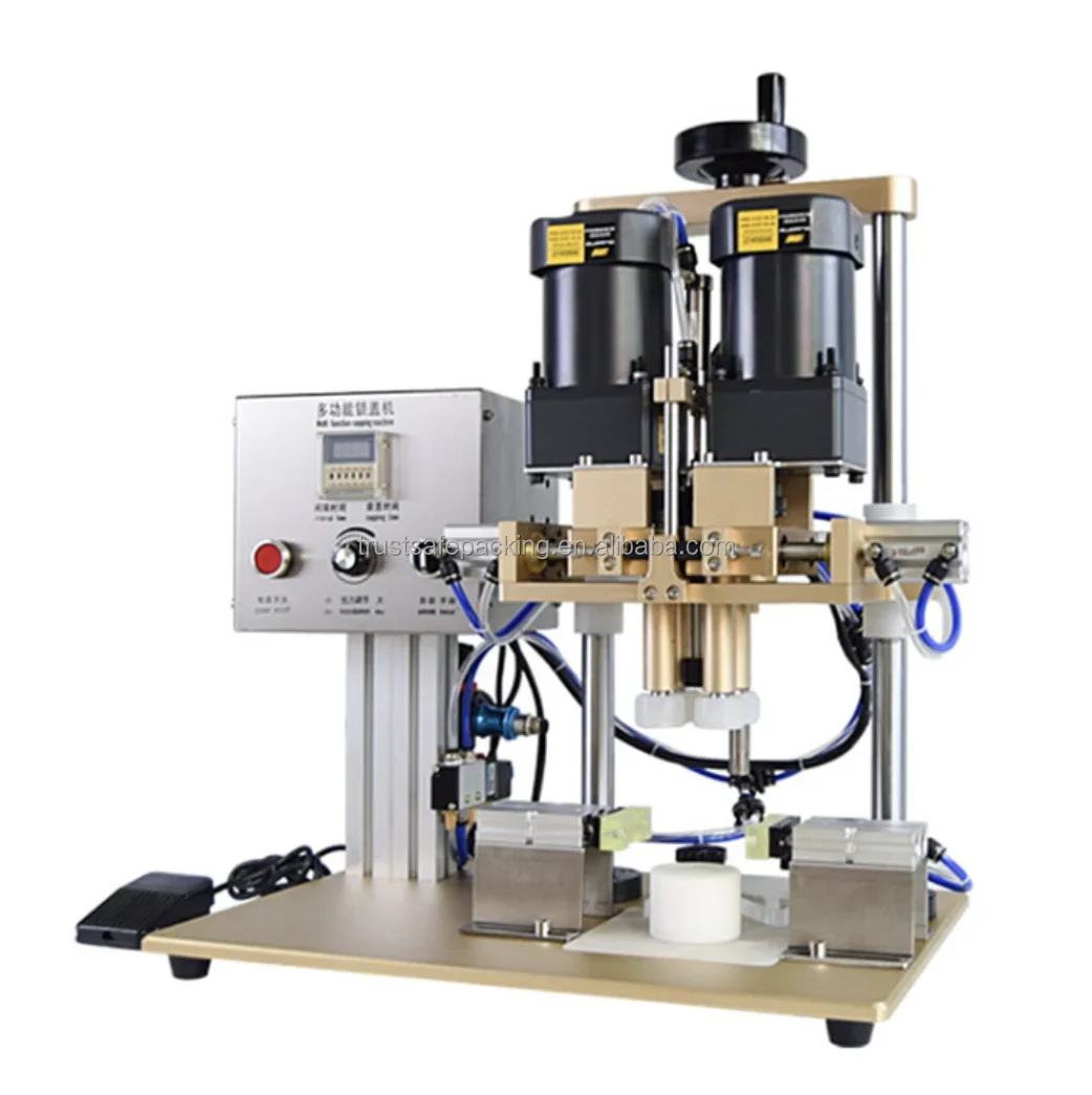 

TS-6300 Semi Auto Trigger Spray Lids Sealing Closing Machine Pneumatic Glass Jar Plastic Vial Bottle Twist Off Screw Capping