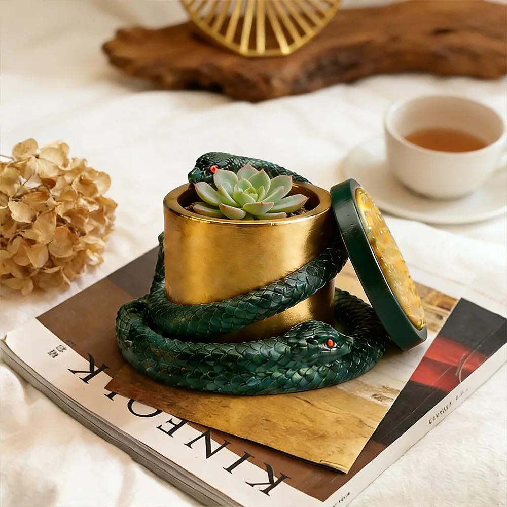 3D Serpent Candle Vessel Mold Resin Casting Silicone Mold Large Capacity for Concrete Plaster DIY Home Decor Gift Making