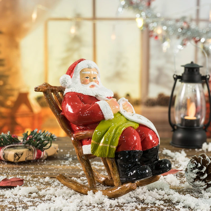 Christmas Europe Resin Lounge Santa Claus Writing List Figurines Miniatures Home Interior Decoration Action Figure Favourite New