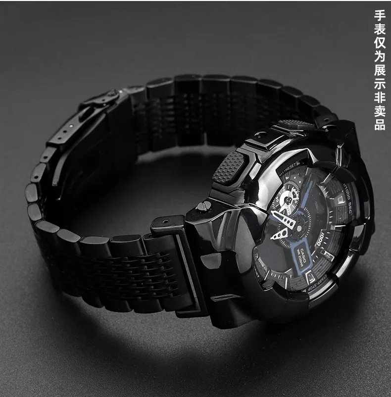 남성용 개조 캐논 시계 스트랩, 카시오 G-SHOCK 스틸 하트 GM110 GA110, GA2100 5600 스테인레스 스틸 시계 밴드, 16mm 팔찌