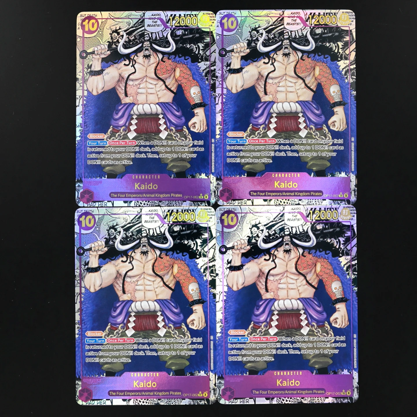 One Piece TCG OPCG Englisch OP17 Manga-Kartenset OP17-022 Shanks OP17-005 Newgate OP17-062 Kaido OP17-112 Linlin Textur-Folienkarte