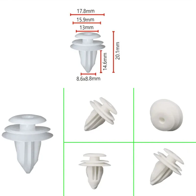 100 szt. Plastikowy uchwyt samochodowy Panel wykończenia drzwi klipsy mocujące klamra do samochodu i zacisk samochodowy 90467-10161 D02