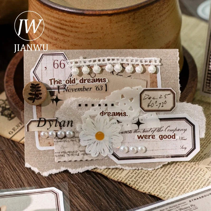 JIANWU Vintage Label Landscape Material Collage Scrapbooking Sticker Creative DIY Journal Stationery - view 4
