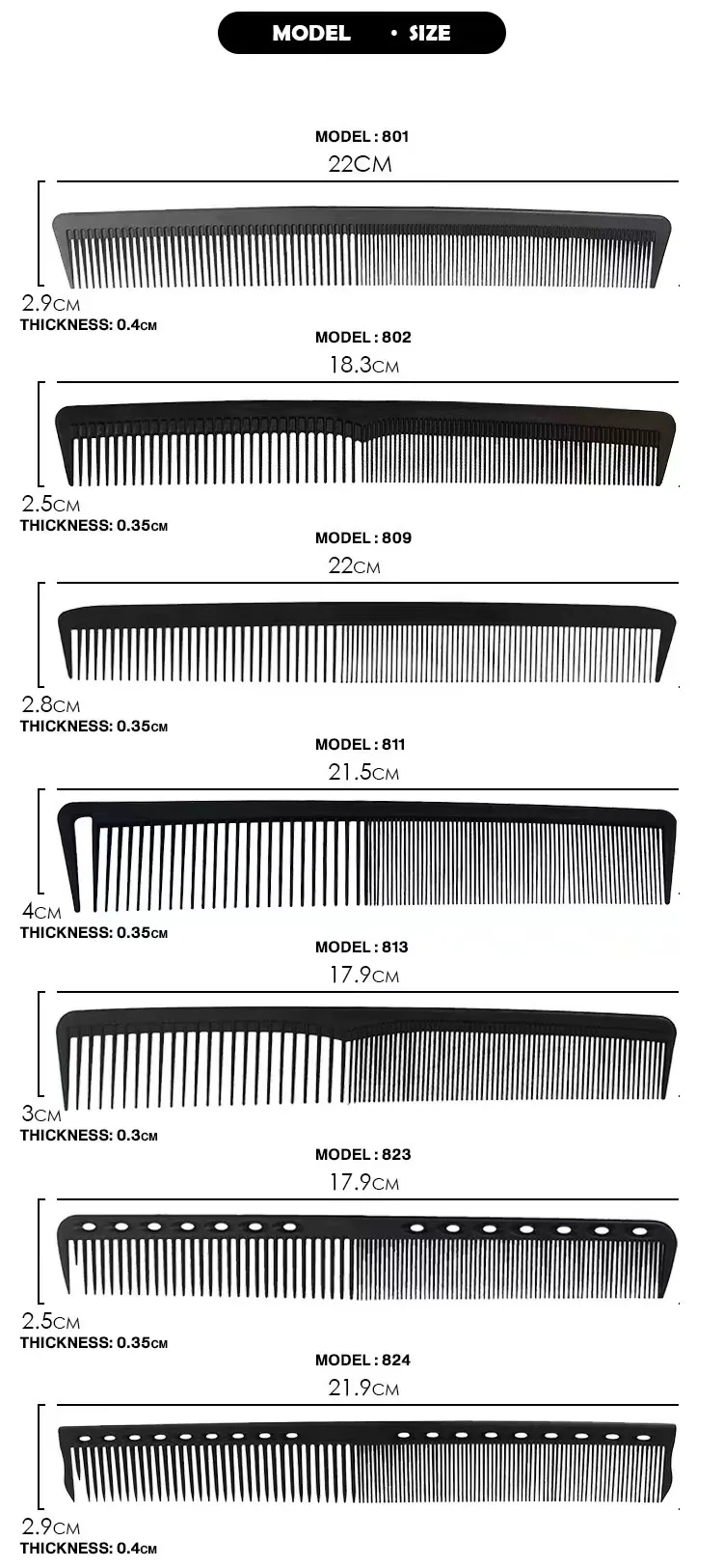 Pentes anti-estáticos emaranhados, Escova de corte de cabelo, Cuidados do Salão, Ferramenta de estilo, Barbeiro, Cabeleireiro, Flattop, Pro