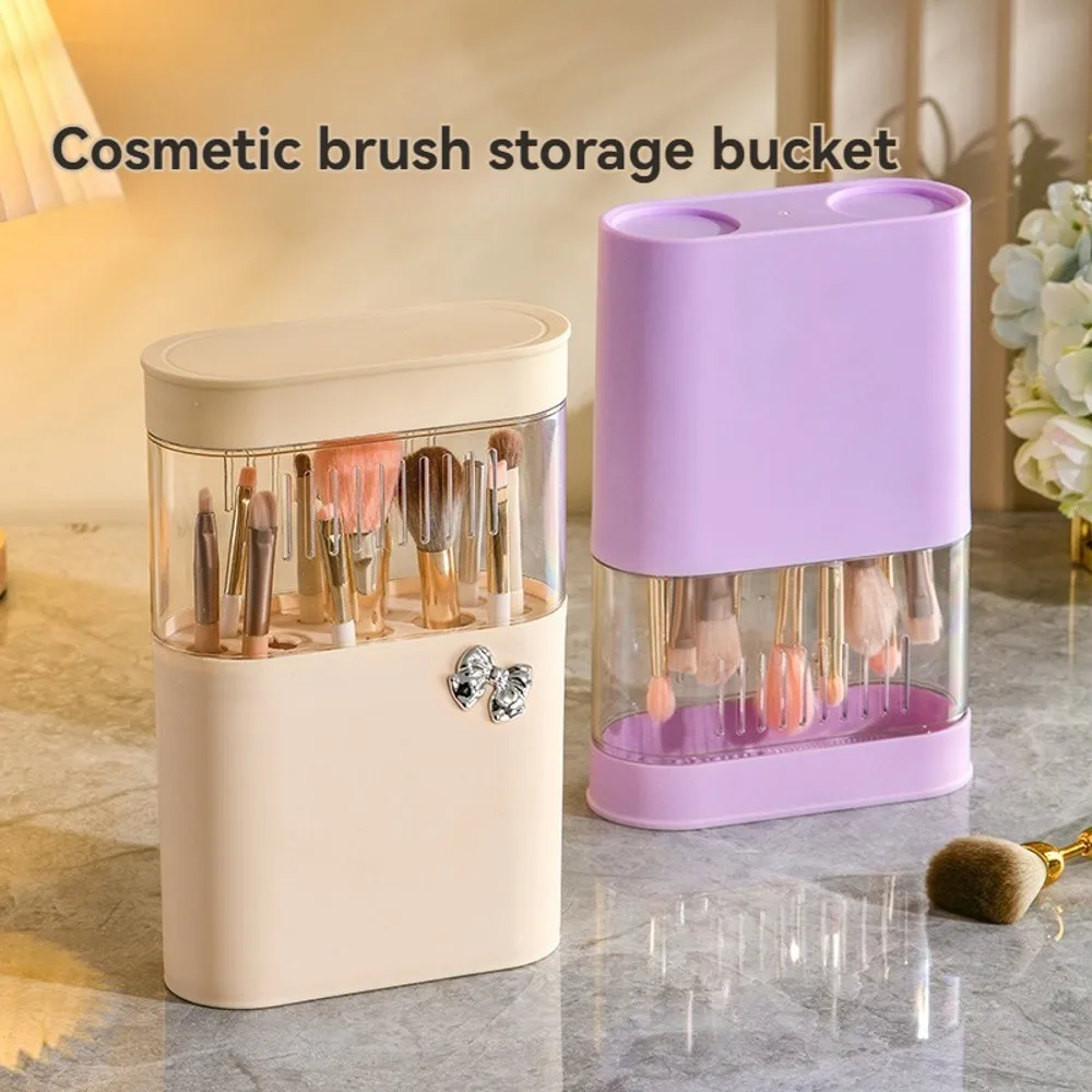 Make-Up Brush Drying and Storage Box with Lid, Acrylic Makeup Brush Air Drying Rack Holder Cosmetic Brush Organizer, 13 Holes