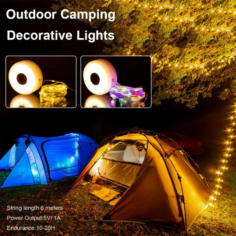 Outdoor Camping Light USB Rechargeable Waterproof Light Chain Portable and Scalable Suspended Sky Tent Atmosphere String Light