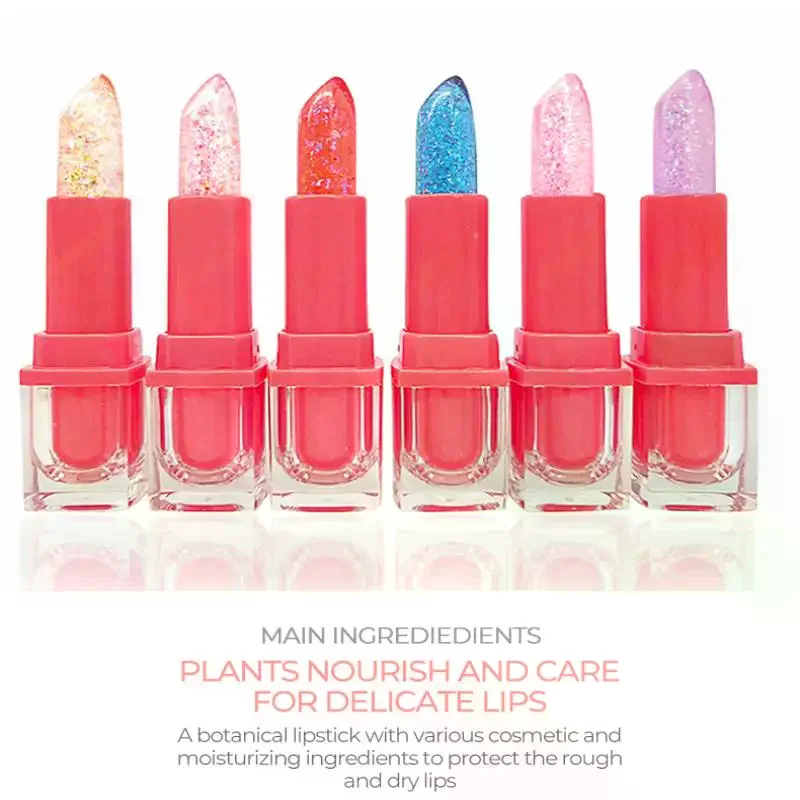 BSIMONE Glitter Lipstick Lippenbalsem Kleurverandering Transparant Hydraterende Crystal Jelly Parelmoer Lip Voller Gloss Cosmetisch