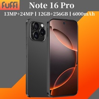 Global Vision 5G Smartphone Android Note 16 Pro 6000mAH 12GB RAM 256G ROM 6.8Inch 1920x1080HD 24+48MP MTK10 Core 4G Mobile Phone