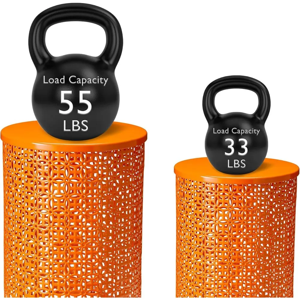 Outdoor Side Table Set o 2, Decorative Garden Stool or Patio Heavy Duty Metal e Accent Table ern End Table, Glossy Orange view 5