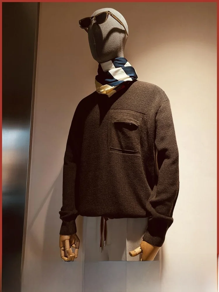 

Высококачественный шелковый вязаный свитер Camere с круглым вырезом для мужчин, осень-зима Faion Urban Sle Long Sve Color