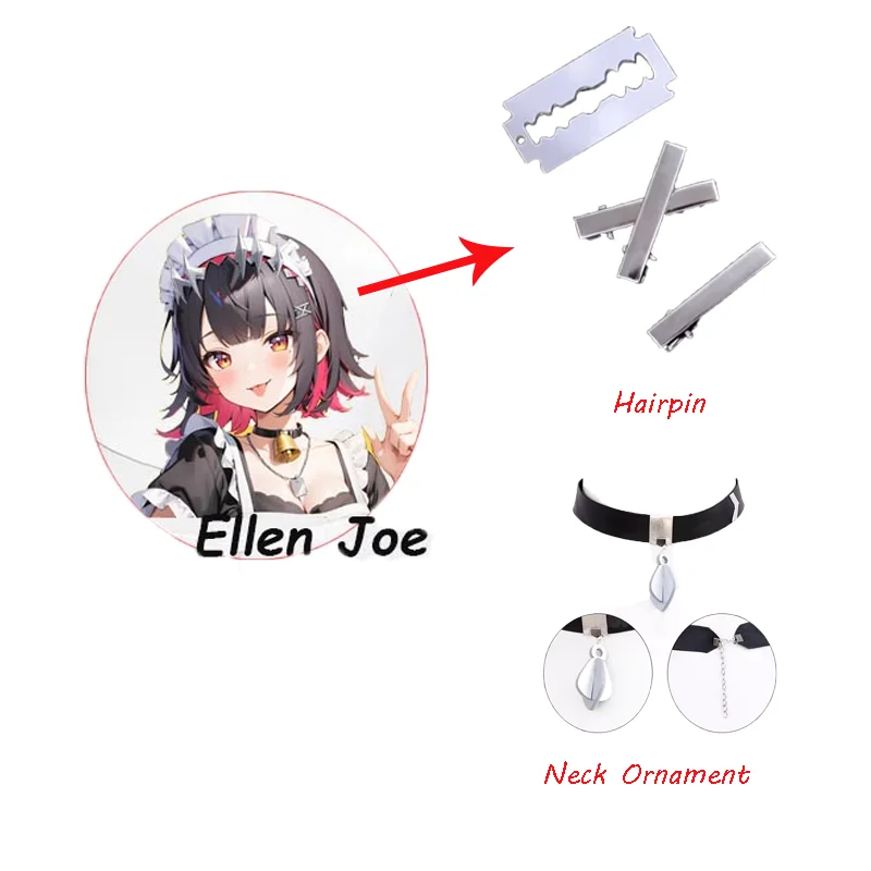 Zenless Zone Zero Ellen Joe Cosplay Headwear Hairpin Hairclips Halloween Carnival Party Role Play Props Neck Ornament Accessory