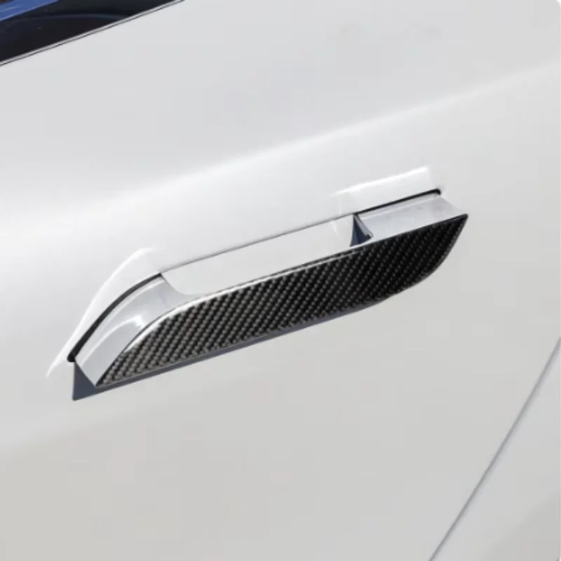 For Tesla Model S 2019-2023 Car Door Handle Wrap Decoration Stickers ABS Carbon Fiber Modification Handle Cover Kit Protector