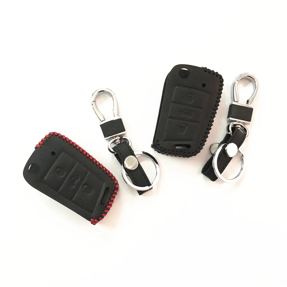 Promotion Leather Car Key Case Cover Fob For VW Volkswagen Polo Tiguan Passat Golf MK Jetta Skoda Kodiaq Superb Octavia Seat