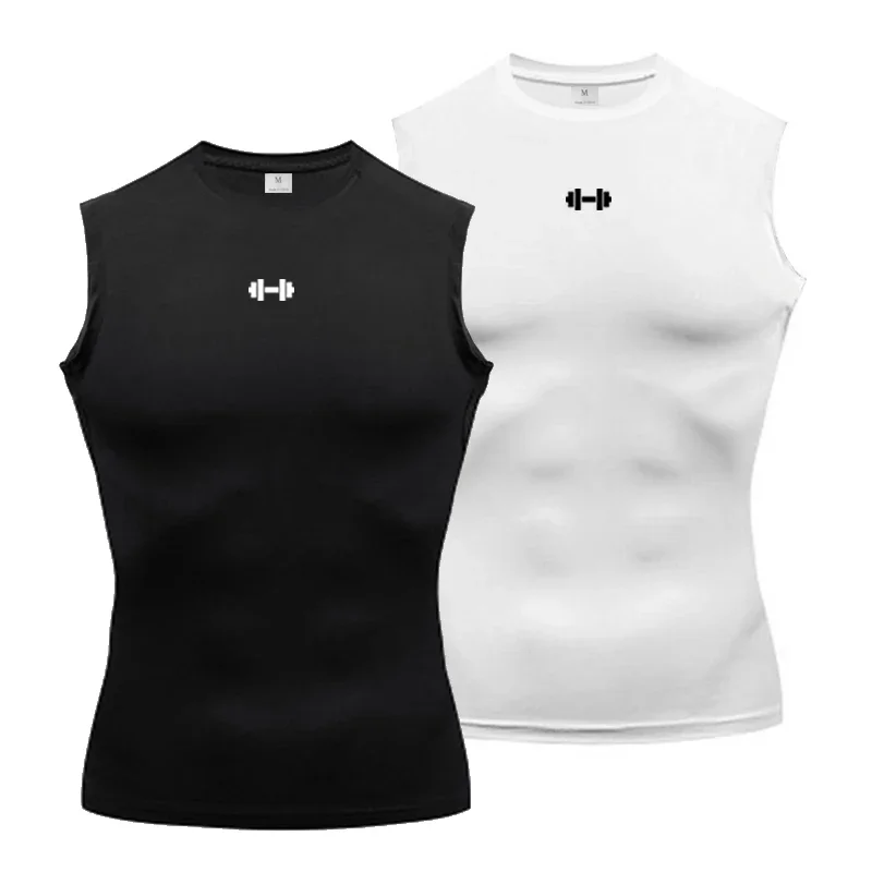 

Compression Shirt Men Running Vest Summer Ice Silk Quick-drying Sports Sleeveless T-shirt Tight Basketball Gym Fitness Clothing