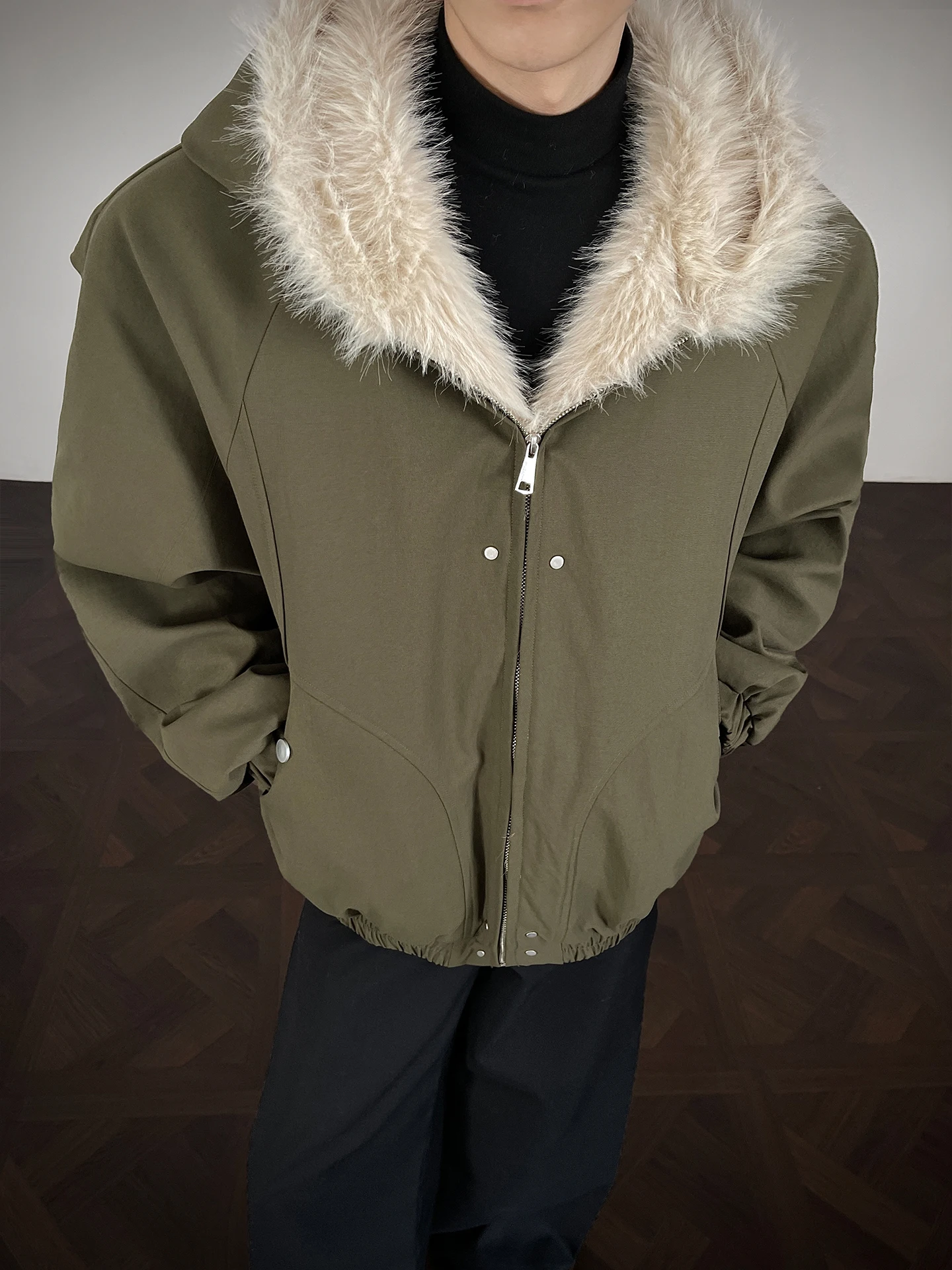 

Мужская зимняя куртка Thiened American Sle из хлопка с капюшоном, с узором «Горный орел», повседневная, теплая, длинная, из полиэстера