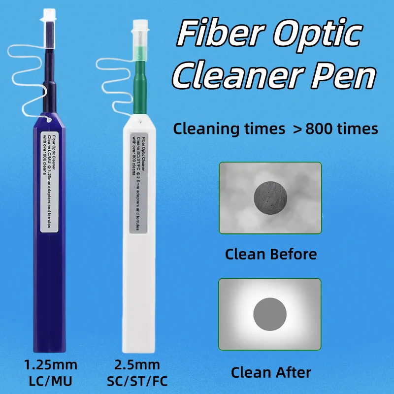 SC/FC/ST 2.5mm Fiber Optic Cleaning Pen LC/MU 1.25mm One-Click Cleaning Fiber Cleaner Tools Optical Fiber Connector Cleaner