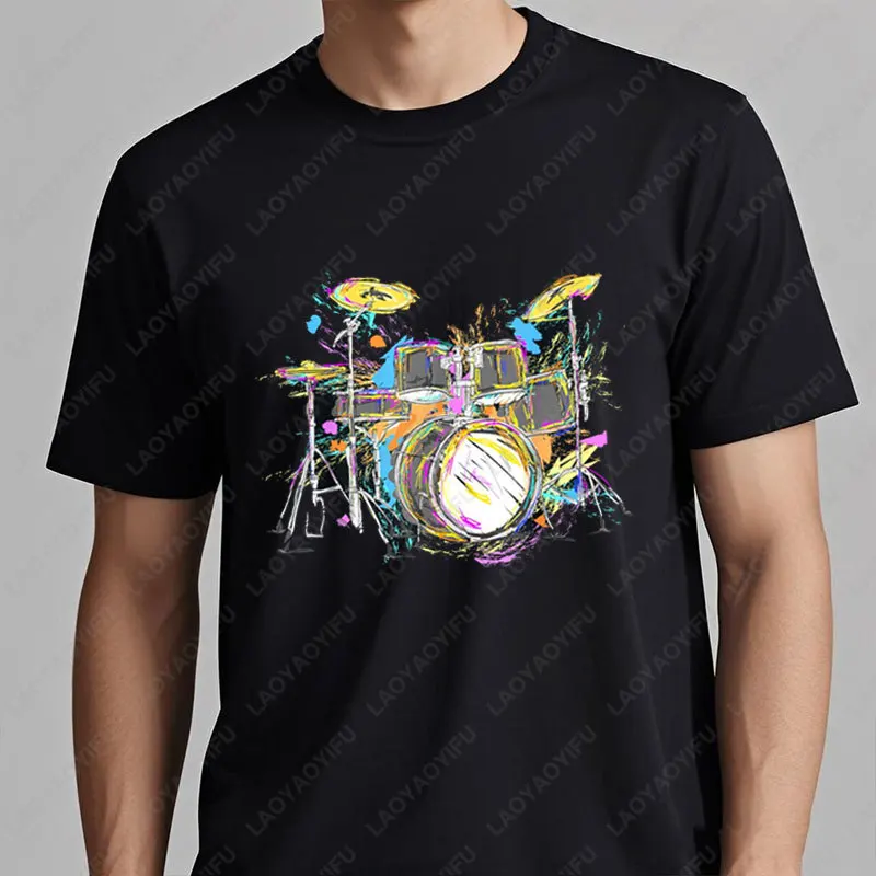 Abstract Art Drums Musician Music Band Throne Noose T-Shirt Drum Set Lover Gift Tees Comfort Breathable Cotton Men Woman Tshirt