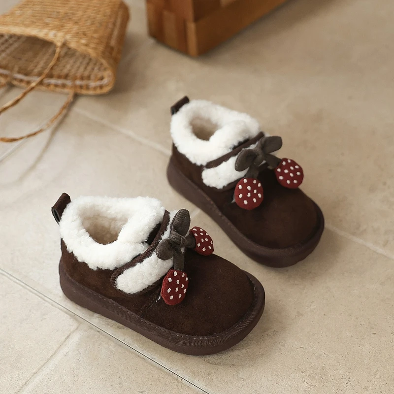 

2025 Children Cotton Shoes for Girl Winter New Fashion Korean Style Soft Sole Anti-slippery Versatile Princess Plush Short Boots