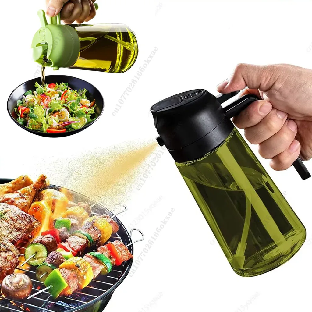 2-in-1 Dark Glass Oil Sprayer Olive Oil Dispenser Black Lightproof Oil Sprayer for Cooking Salads and Barbecues Barbecue Tools