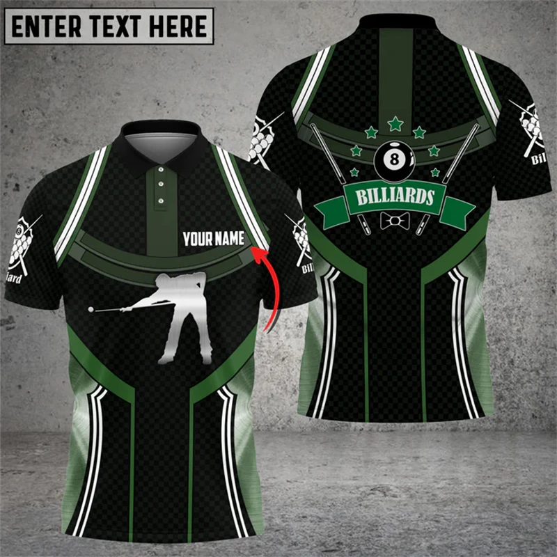 Men's Polo Shirt 3d Billiards Print Short Sleeve Polo T Shirts For Men Fashion Man Clothes Oversize Billiards Enthusiast Uniform