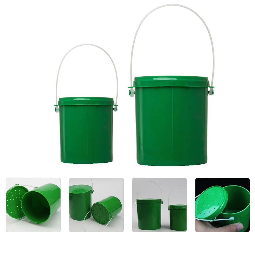 

2 Pcs Fishing Lure Worm Bucket Tackle Maggot with Cover Bait Live Lures Barrel Container