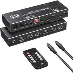 4 k60hz HDMI-kompatybilny z matrycą 4x2 przełącznik Splitter obsługi przełącznika zdalnego sterowania HDCP 2.2 IR 4x2 Spdif 4K 4x2 przełącznik matrycy