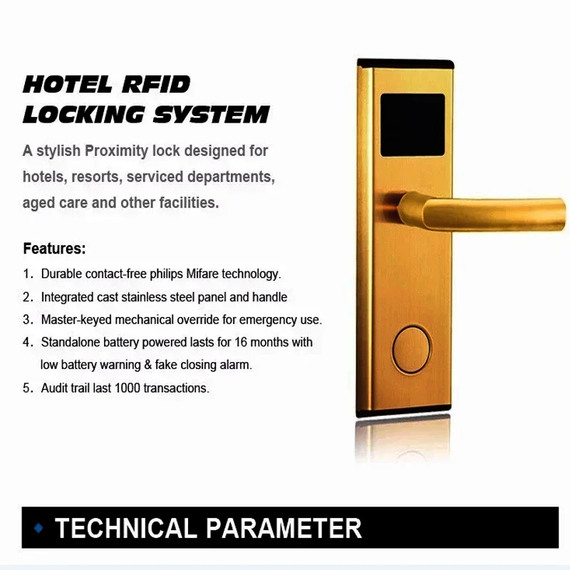 Serrure de porte électrique à carte RFID intelligente, acier inoxydable, haute qualité, serrure de porte d'hôtel, sécurité, maison, tournesol