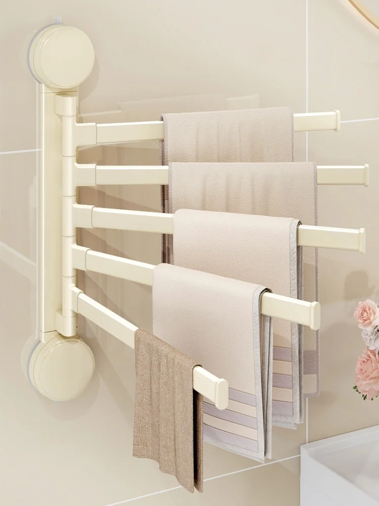 Suction Cup Rotating Towel Rack, Bathroom, No Punching, Bathroom Towel Pole, Wall Mounted Storage Rack, Towel Storage Rack