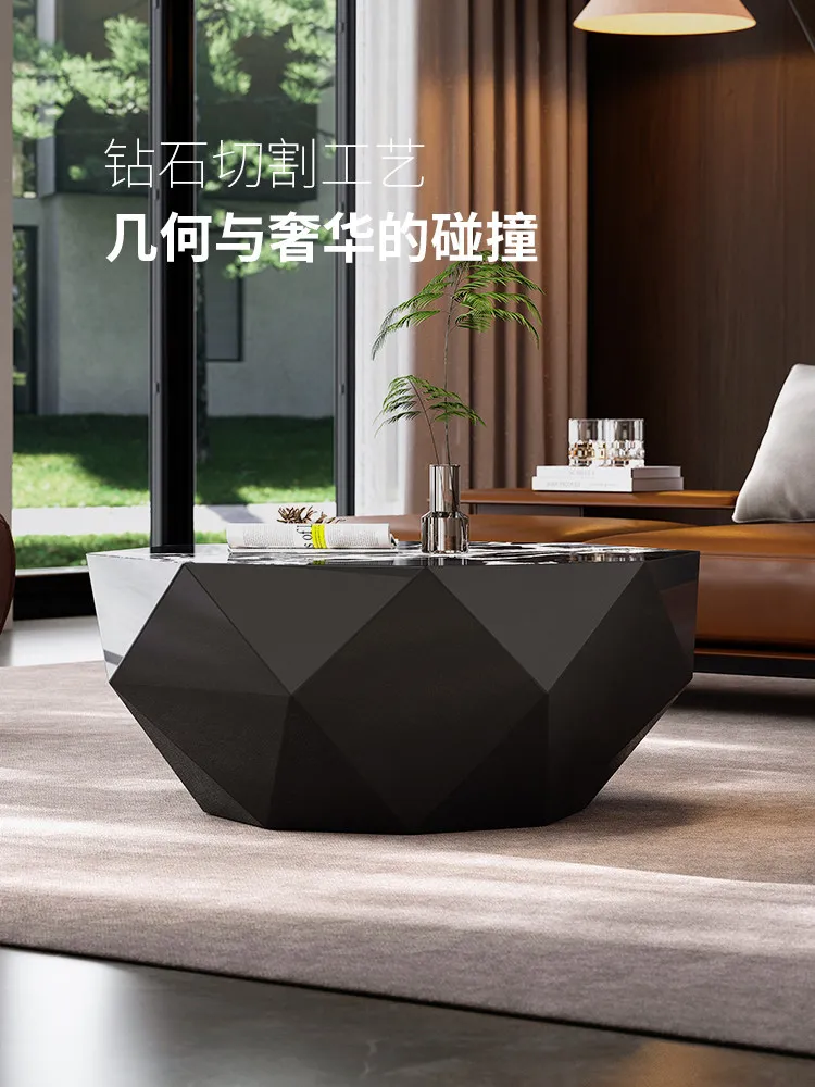 

PYJ light luxury high-end living room Italian minimalist creative black diamond coffee table
