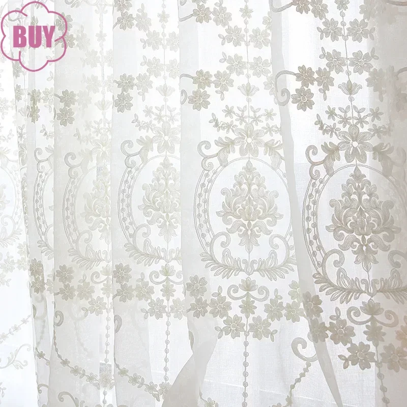 

Three Dimensional Flocking Embroidery Cotton Screen Window Screen for Living Room Bedroom French Window Finished Balcony Window