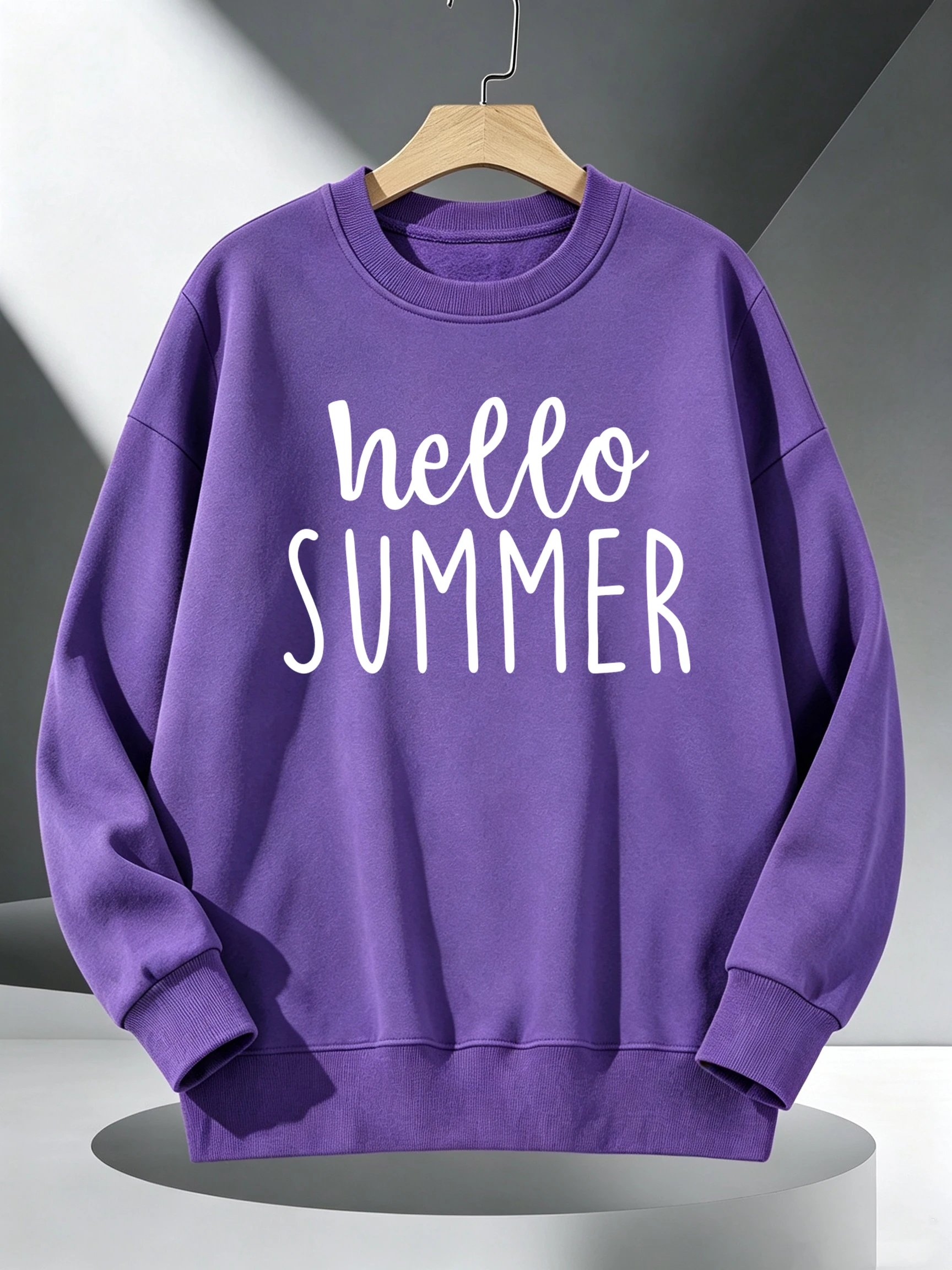 Hello Summer Art Letter Print Men Sweatshirt Autumn Hip Hop Pullovers Comfortable Sweatshirts Unisex Soft Fleece Sportswears