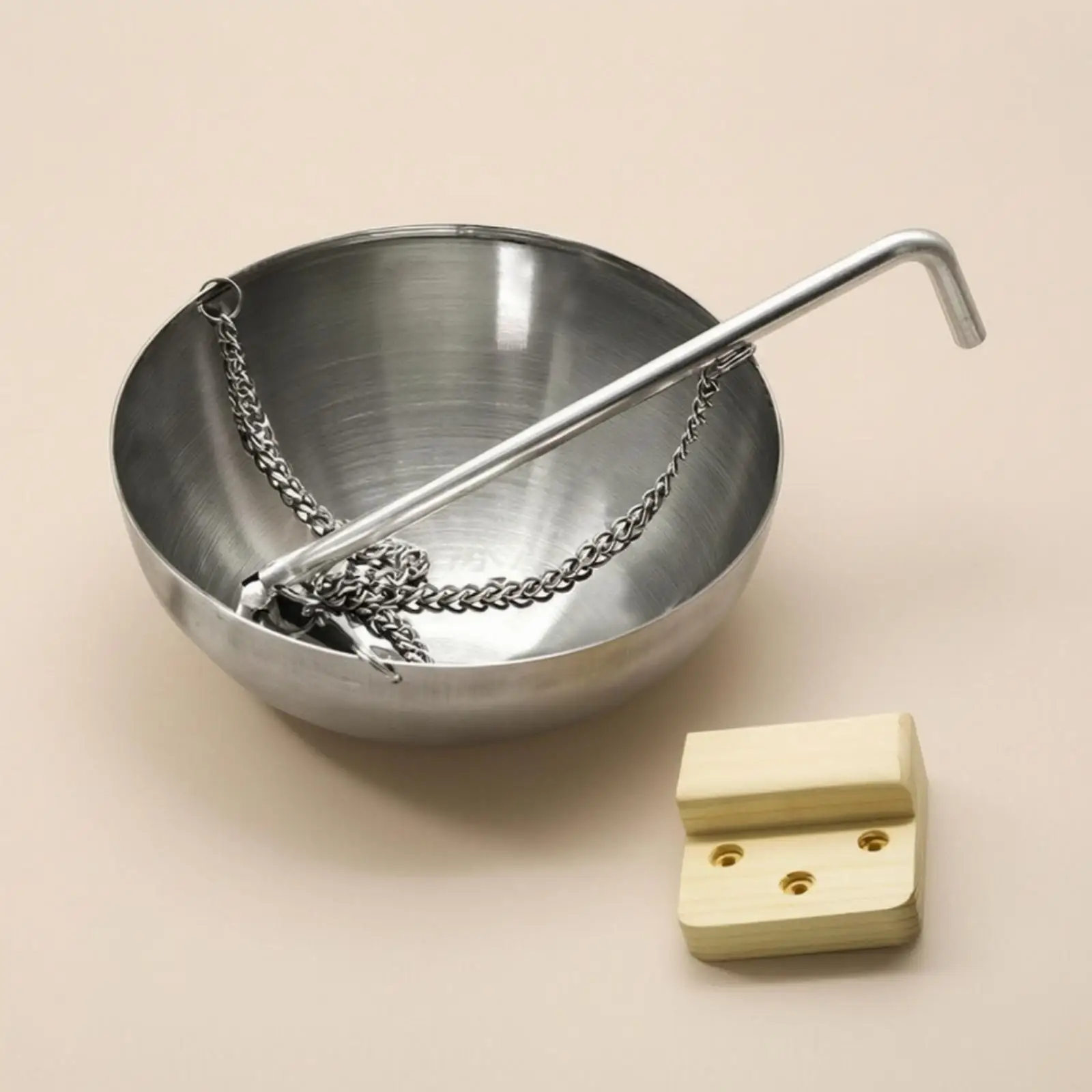 Essential Oil Scent Bowl for Sauna Room 304 Steel Hanging Aroma Burner with Wood Wall Bracket