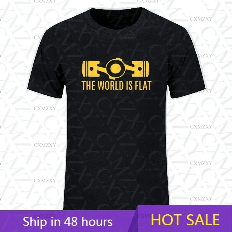 

New Summer The World Is Flat Engine T Shirt Short Sleeve Custom T-shirts New Style Men O-neck Cotton T Shirts
