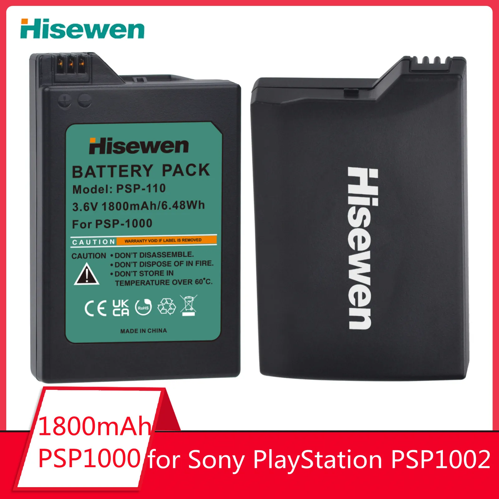 PSP-110 Battery for Sony PlayStation Portable Console for Psp-1002 Psp-1003 Psp-1004 Psp-1005 Psp-1006 Psp-1007 Psp-1008