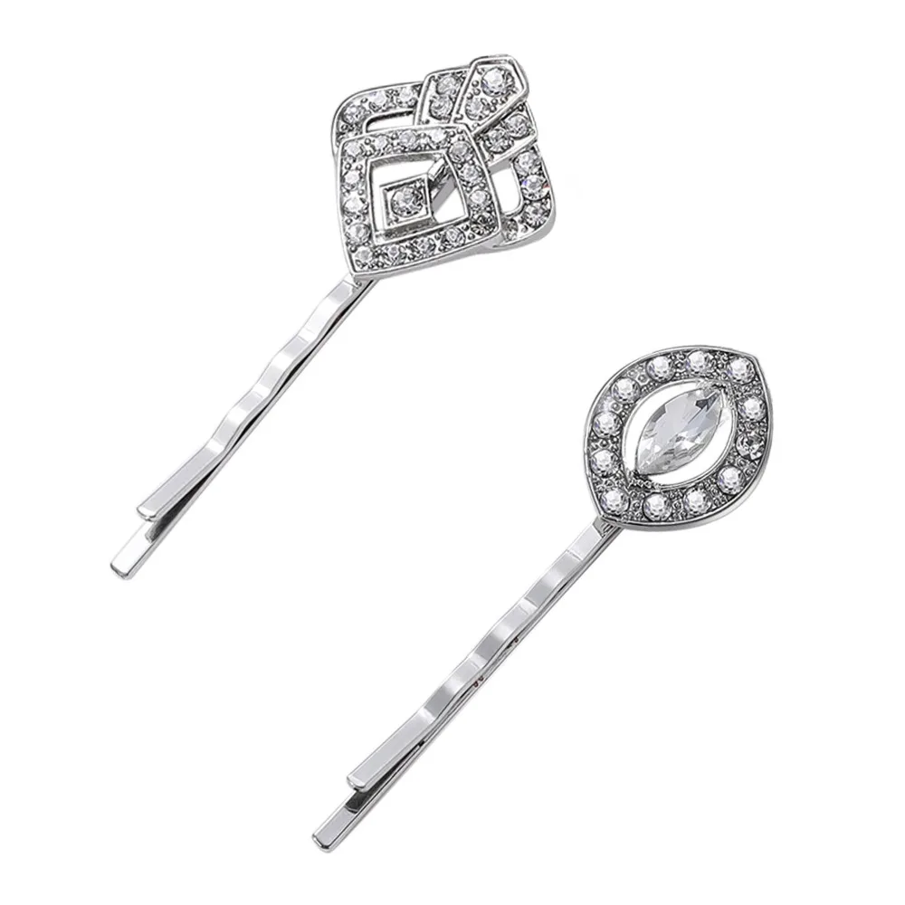 

BABEYOND Vintage Hair Pins Clips for Women 1920s Crystal Rhinestone Feather Hair Pins Great Gatsby Hair Piece (A-Silver)