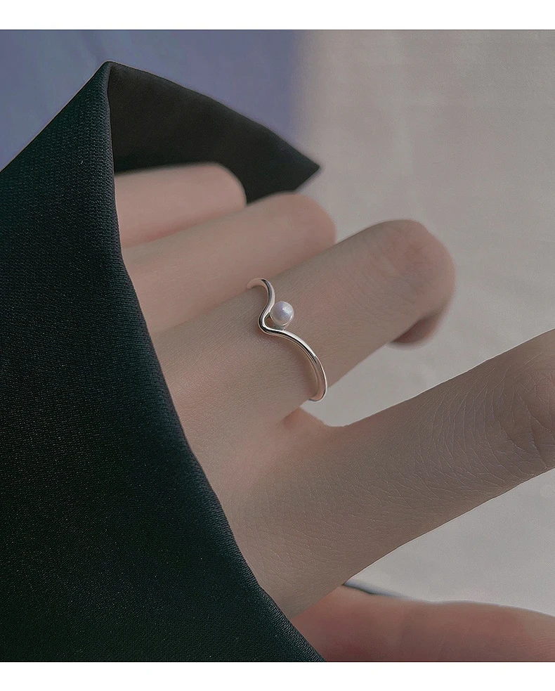 VENTFILLE 925 Sterling Silber Offene Perle Lächeln Stapelbarer Fingerring Einfache Mode Niedlich Einstellbar Für Weibliche Schmuck Großhandel – Detail 16