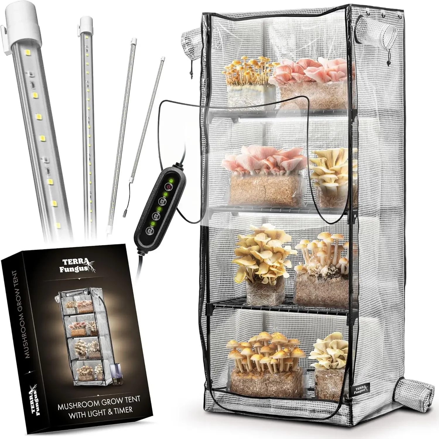 

Тент-парник для выращивания грибов с подсветкой и таймером, 65 x 27,5 x 20 дюймов, светодиоды 6500K, комнатная теплица с фитолампой, тент Martha для выращивания грибов