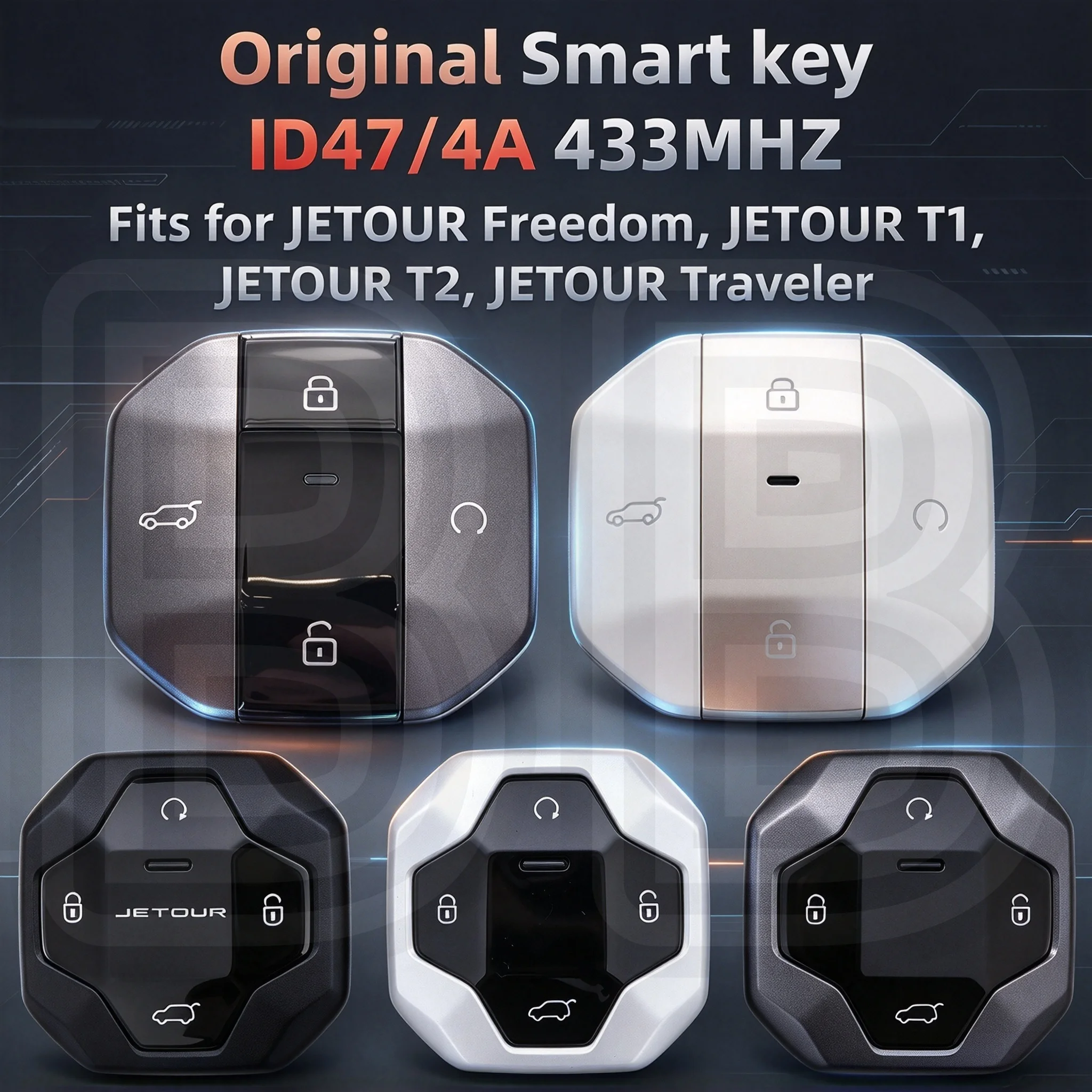 Original Car Smart Key Id47/4A 433Mhz Suitable for Jetour Freeter, Shanhai T1, Shanhai T2, Jetour Traveler
